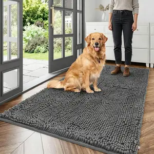 Chic Pet Quality Dog Door Mat for Muddy Paws 31x20IN, Ultra Absorbent Chenille Mud Doormat, Non-Slip Washable and Dirt Trapping Doormat for Indoor Entryway, Quick Dry Indoor Pet Bed Mats for Dogs, Grey，Trap Dirt Non-Slip Machine Washable Entry Rug for Ind