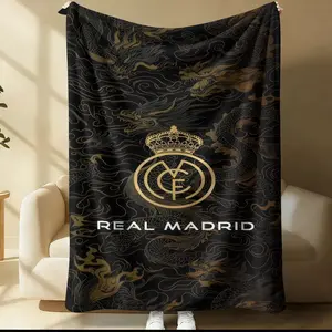 Real Madrid CF Throw Blanket (1 Piece), Multiple Flame & Stadium Designs Available, Soft Fleece Lightweight Blanket for Sofa, Bed & Fan Cave, Perfect Gift for Soccer Fans