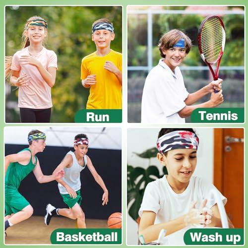 Sweatbands for Kids - Non Slip Breathable Kids Athletic Sweatband Football Headband for Boys, Made of Comfortable Milk Silk, Elastic Sweat Absorbing Hairband for Kids Basketball Soccer Baseball