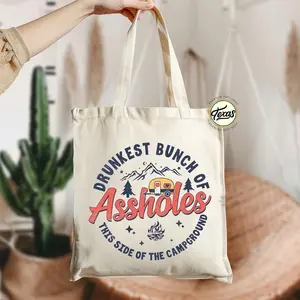 Funny Camping Canvas Tote Bag: Drunkest Bunch Totes #479
