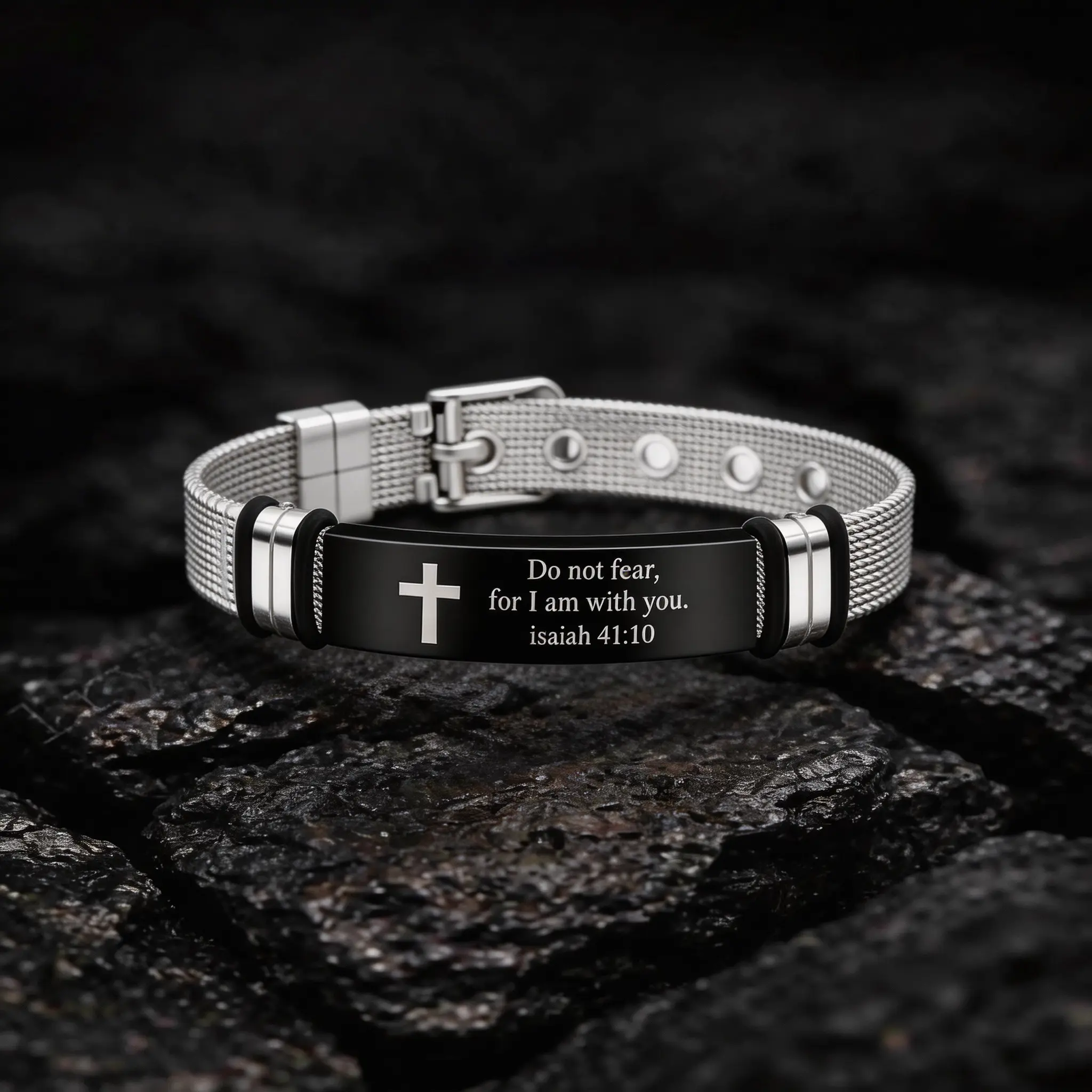 Unisex Stainless Steel Bible Verse Bracelet - Engraved Christian Letter Jewelry with Philippians 4:13, Isaiah 41:10, Matthew 19:26, Daily Inspirational Religious Wristband, Anniversary Gift