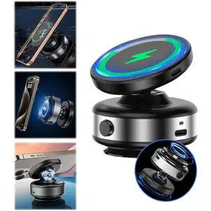 Nixie Phone Holder 360° Adjustable Electric Vacuum Magnetic Suction Cup Phone Mount,15W Wireless Charger Car Magnetic Phone Mount,Hands-Free Magnetic Cell Phone Holder for MagSafe iPhone