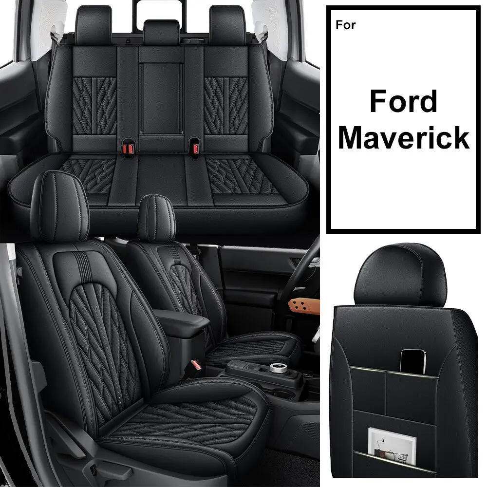 Faux Leather Full Set Car Seat Covers - 5-Seat Car-Compatible Cushions, Breathable, Custom, Waterproof, All-Inclusive Airbag-Safe Front & Rear for 2022-2026 Trucks (Includes Parts), Car-Compatible Seat Cushions
