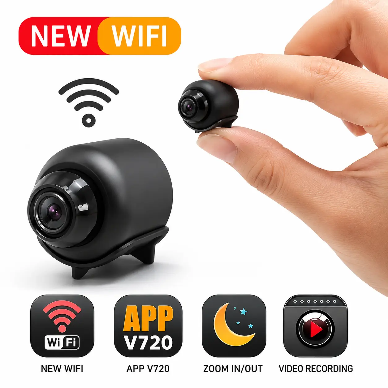 X5 Mini WiFi Security Camera 720P HD Wireless Home Monitoring Cam with Magnetic Stand, Smart Motion Detection, Clear Night Vision, Remote Mobile App Live View, Rechargeable -Smart Home Tech, Compact Indoor Baby Monitor, Pet Observation Camera