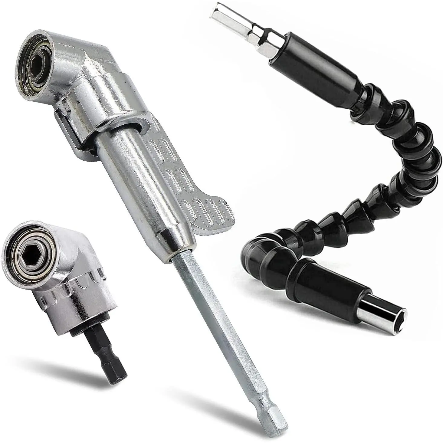 105  Right Angle Drill Bit Holder, 1/4" Hex Shank Driver and Flexible Angle Extension Bit Kit for  & Drill