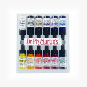 Dr. Ph. Martin's Hydrus Fine Art Watercolor (Set 1) Watercolor Set, ½ US fl oz, 1 Set of 12 Bottles