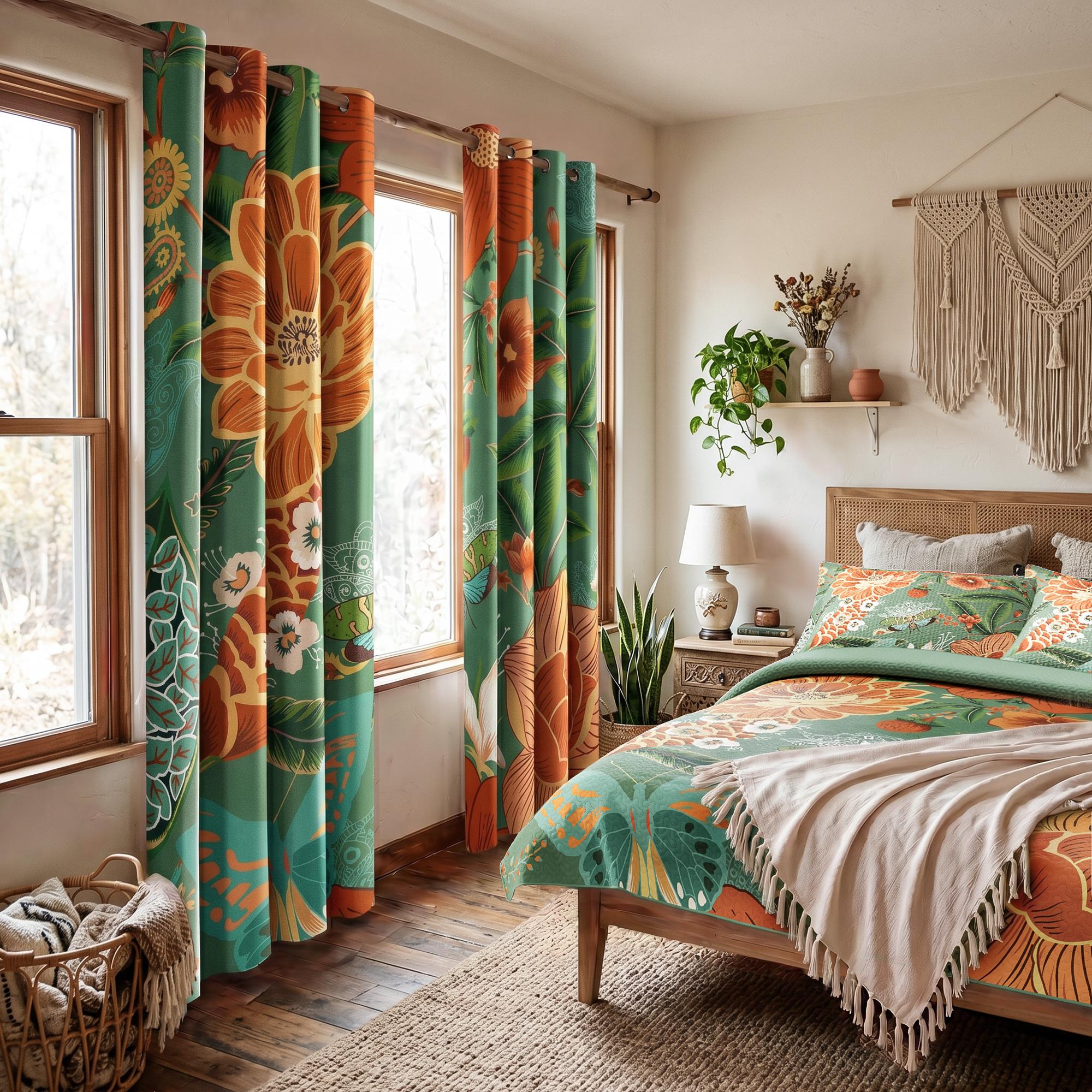 Tyrot Boho Floral 100% Blackout Privacy Grommet Curtains - 2 Panels, Mid-Century Patterned Colorful Drapes, Thermal Insulated Window Treatments, Funky Home Decor for Bedroom, Blackout Curtains, Curtains For Bedroom Tyrot Boho Floral 100% Blackout Privacy Grommet Curtains - 2 Panels, Mid-Century Patterned Colorful Drapes, Thermal Insulated Window Treatments, Funky Home Decor for Bedroom, Blackout Curtains, Curtains For Bedroom