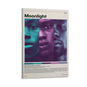 Moonlight Retro Movie Minimalist Poster Canvas Poster Bedroom Decor Sports Landscape Office Room Decor Gift Frames Ornaments Wall Decoration