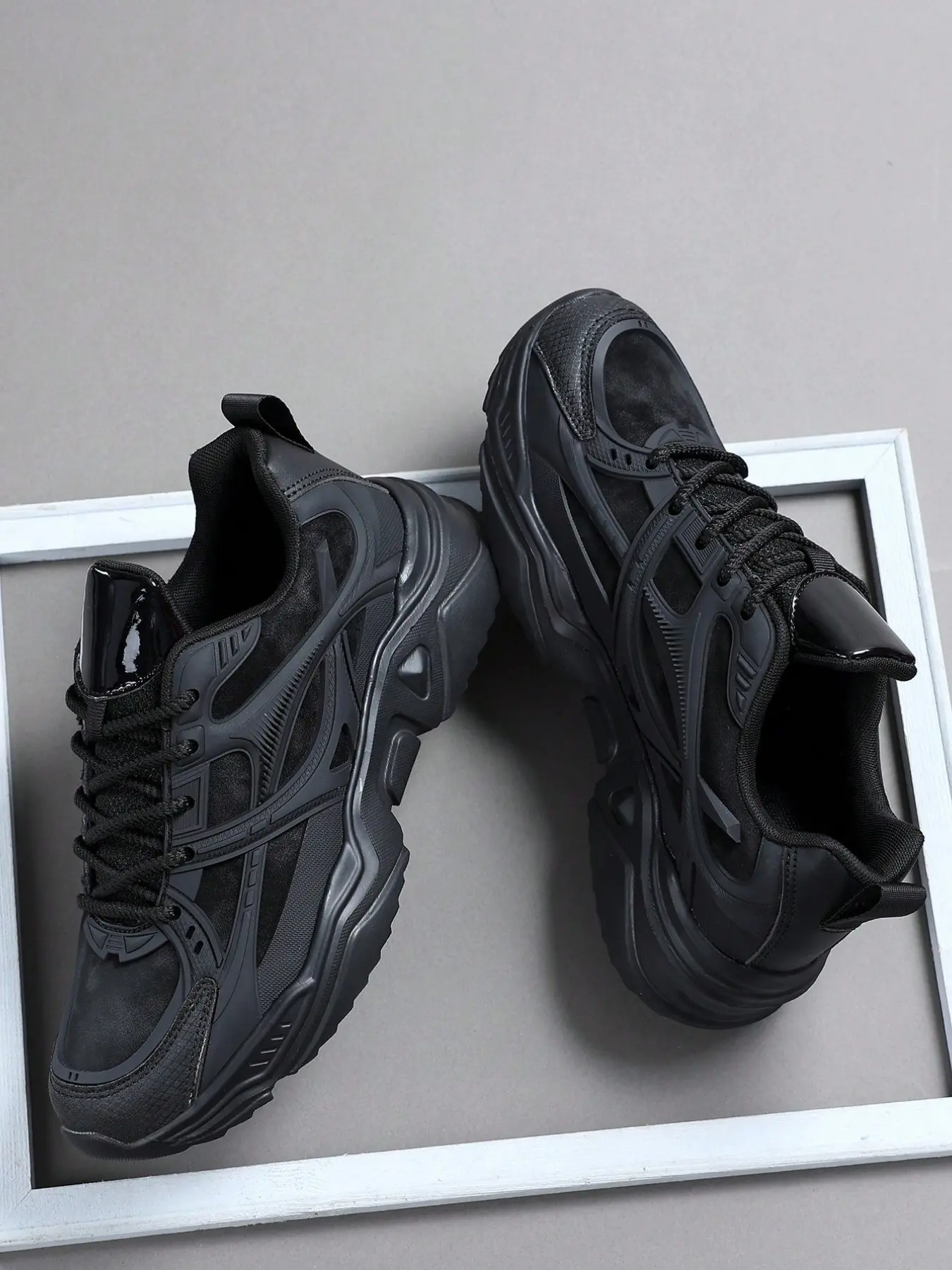 Men's Sporty Sneakers, All- Tactical Multi-Material Texture, Thick Sole Shock Absorption, Ideal for Daily Running and Urban Fashion, Sporty Running Shoes, Sports Shoes