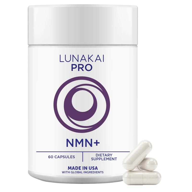 Lunakai USA Made NMN Supplement 500mg - NAD+ Support with Resveratrol 98%, TMG & Pterostilbene - Nicotinamide Mononucleotide for Daily Cellular Energy & Healthy Aging - 60 Vegan Capsules