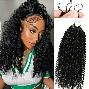 [HOT]  Burmese Curly Kinky Curly Pre Looped Feather Crochet Human Hair For Women Pre Separated Knotless Deep Wave Hair For Braiding