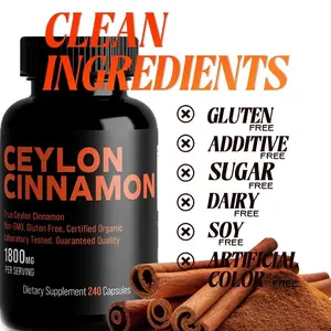Ceylon Cinnamon Capsules 1800mg | 240 Count | Organic & Pure | Fast Shipping USA