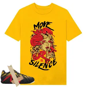 "Silence" Graphic Ja 3 Raptor Black Anthracite Crimson Red Yellow Ochre Gold T-Shirt, Shirt To Match sneaker Streetwear Graphic Shirt Men Women