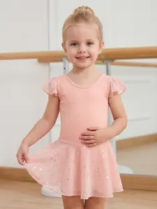 Ballet Leotards for Girls Toddler Ruffle Sleeve Back Bow Star Glitter Tutu Dance Dress