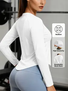 Women's Breathable Athletic Mesh Yoga/pilates Training Running Hiking Top, Patchwork Design, Outdoor Sports Clothing, Comfortable and Stylish, Gym Workout Shirts