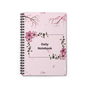 Floral Daily Notebook - Cute Pink Spiral Journal for Note Taking, School, Journaling, Gift for Her, Student Supply