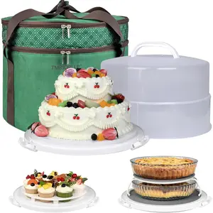 12 Inch Cake Carrier Container with Lid and Handles Includes Insulated Bag for Safe Transportation Keeps Buttercream From Melting Suitable for Cakes Pies and Cupcakes (Green)