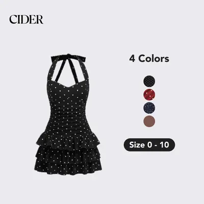 Motel Valina Polka Dot Halter Mini Dress - TikTok Shop