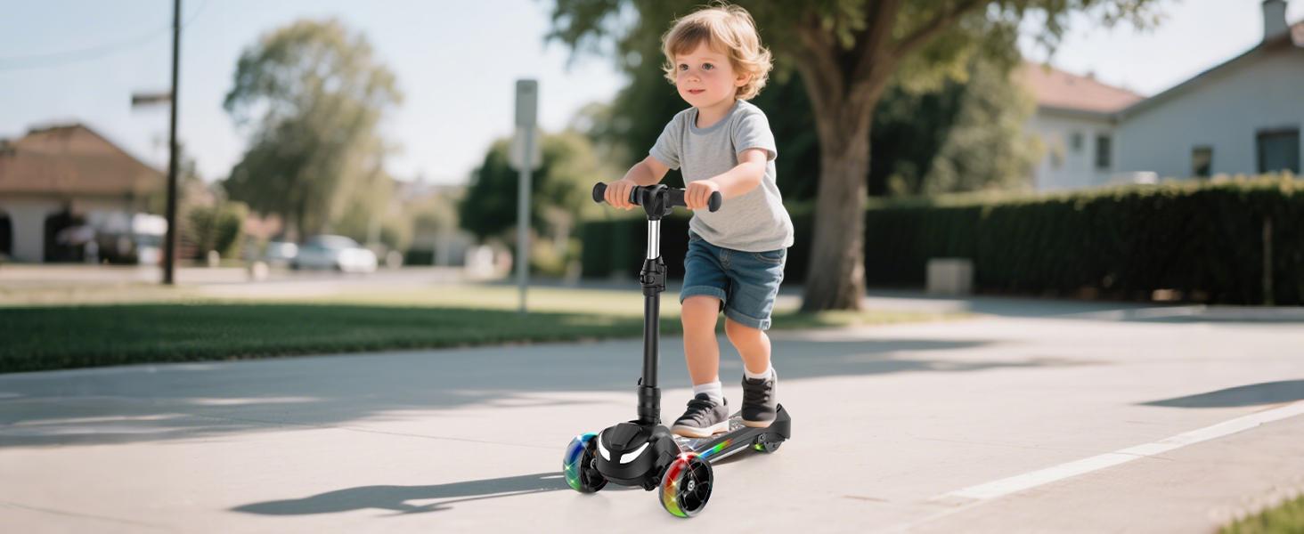 【Kids Love It!】3-Wheel Electric Scooter for Kids Ages 3-8, Electric Kick Scooter with 2 Speed Settings, Long Battery Life, Bluetooth Speaker, Flashing LED Wheels, Lightweight & Stable for Boys Girls