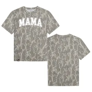White MAMA Logo Designed On Original Bottomland Tshirt, Mossy Oak MAMA Bottomland Camouflage Camo Tee - Good Gift