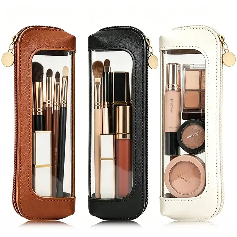 Portable Makeup Brush Bag, Zipper Cosmetic Organizer Pouch, Travel Makeup Storage Case, Brush Holder for Cosmetics, Toiletries & Small Accessories