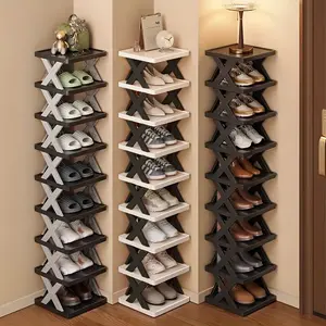 9-Tier Vertical Foldable Shoe Rack, Space-Saving Corner Storage Organizer for 9-10 Pairs of Shoes & Boots, Multi-Functional Cabinet, Sturdy Shoe Shelf