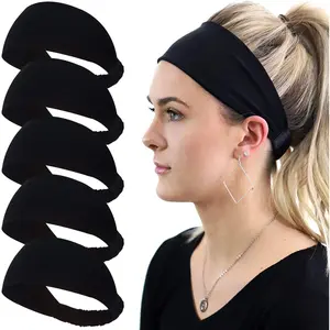 5Pack Workout Headbands for Women,  Wicking  Sweatbands, Soft Elastic Non Slip Yoga Hairbands, Comfortable Athletic Hair Bands for Fitness Running Gym Travel Exercise