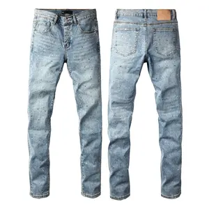 Jeans brand Jeans Men's Jeans Casual Comfort Holes Fashionable Straight Skinny Slim Fit Jeans, Ripped Stretch Jeans Denim Pants