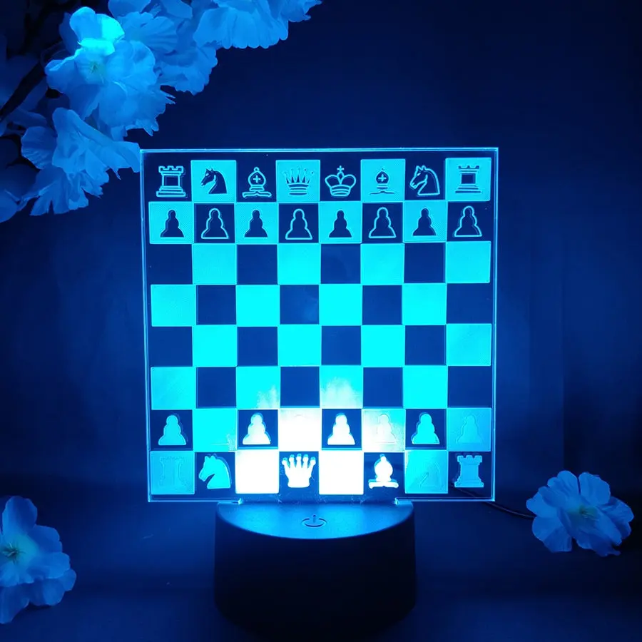 Checkered Board LED Lamp for Game of Chess: Aesthetic Room Decor, Gaming Room Setup Backlight