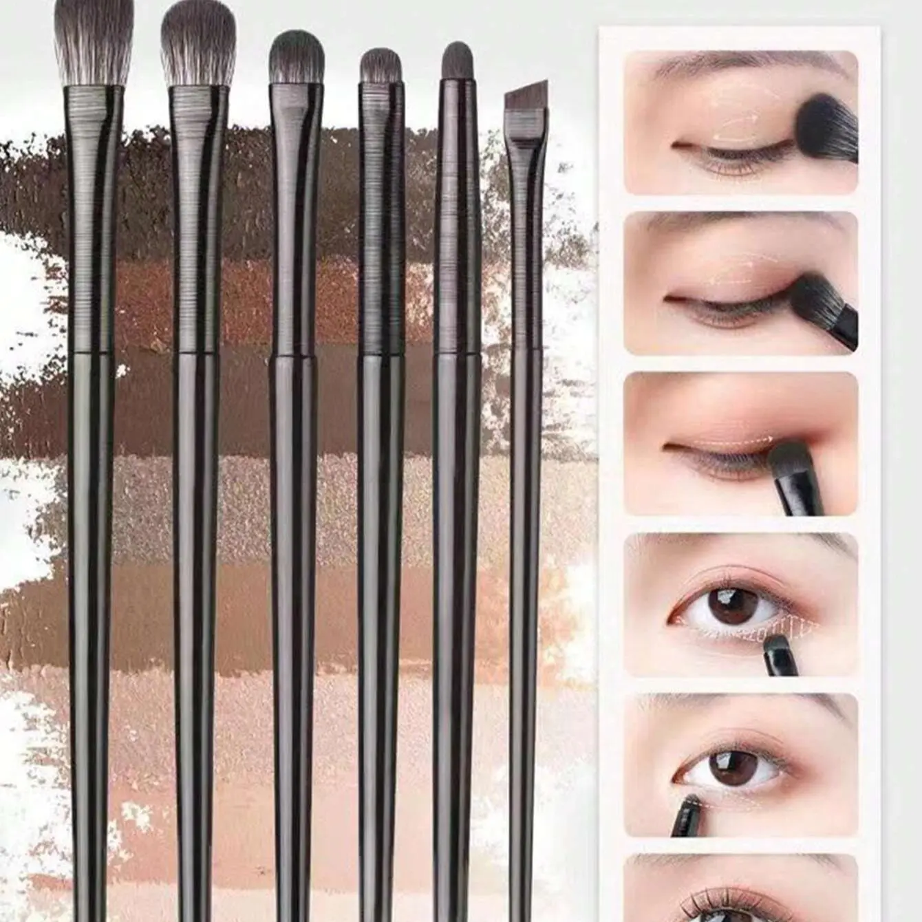 6-Piece Soft Bristle Eye Makeup Brush Set, Ideal for Eyeshadow Blending, Smoky Eyes, Liner, and Detailed Eye Makeup, Includes Brow Brush, Eyeshadow Brush, Spiral Brow Brush, Eyebrow Angled Brush, Eyeliner Brush Set, Eye Shadow Brushes Set