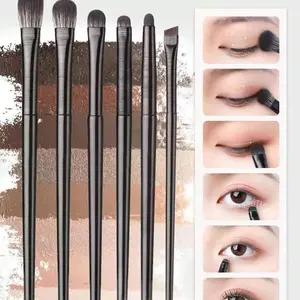 6-Piece Soft Bristle Eye Makeup Brush Set, Ideal for Eyeshadow Blending, Smoky Eyes, Liner, and Detailed Eye Makeup, Includes Brow Brush, Eyeshadow Brush, Spiral Brow Brush, Eyebrow Angled Brush, Eyeliner Brush Set