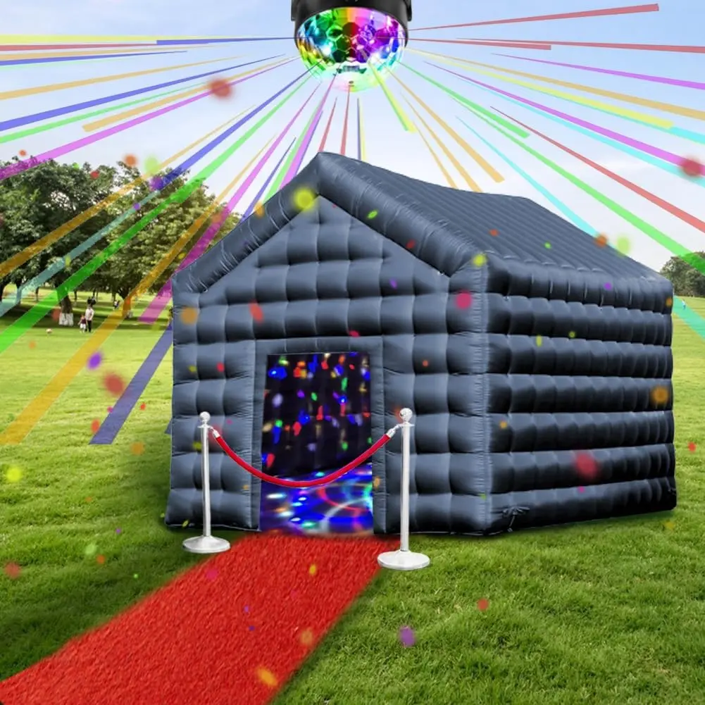 SAYOK Inflatable Frame Tent - 18x16ft Pneumatic Cube, 210D Oxford Fabric, LED & Disco Lights, Detachable Door Curtain, Stake, 1 D-Ring, Easy Setup for Halloween, Christmas, Garden Parties, Birthday