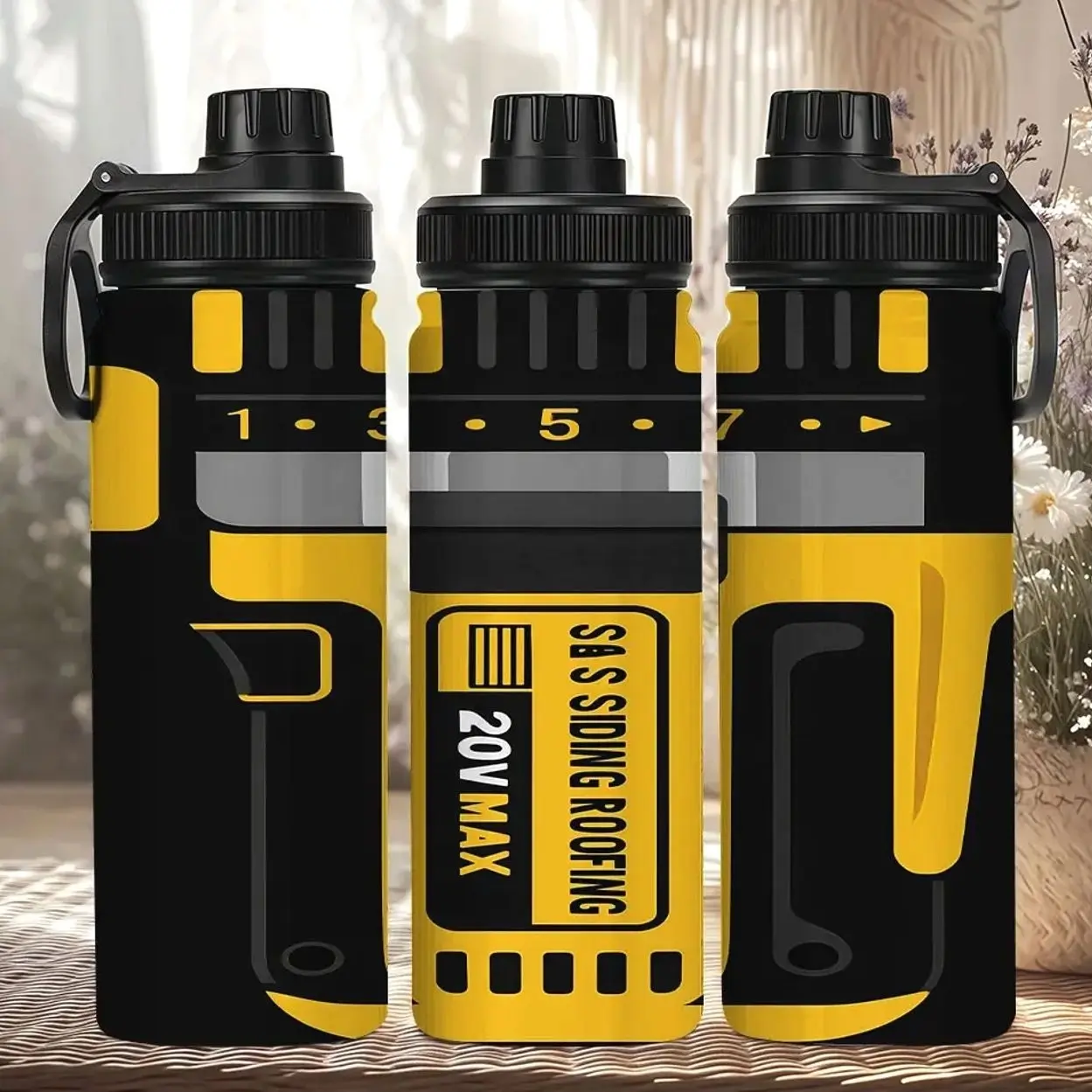 1pc 20oz Stainless Steel Thermos Mug, Portable Sports Mug with Dewalt Theme, with handle and leak-proof lid, suitable for outdoor camping, indoor fitness, birthday/holiday gifts, Leakproof Insulated Tumbler, Insulated Tumbler Cup