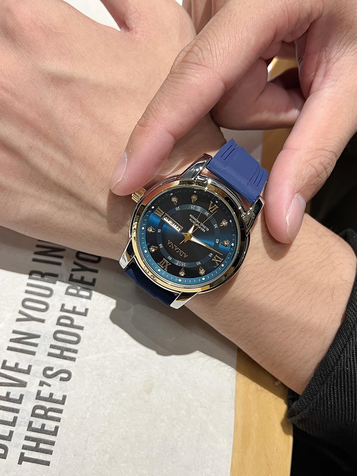 Men's Luxury Business Quartz Watch - Waterproof Luminous Date Display with Premium Silicone Strap, Stylish Sport Wristwatch