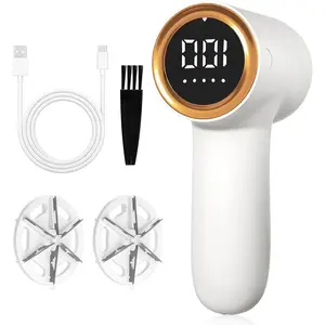 Electric Lint Remover, 5Speed Adjustable Fabric Shaver with LED Display,6 Leaf Blades Reusable Portable Clothes Shaver for Furniture/Carpets/Coats  EcoFriendly Pet Owners Essential,White