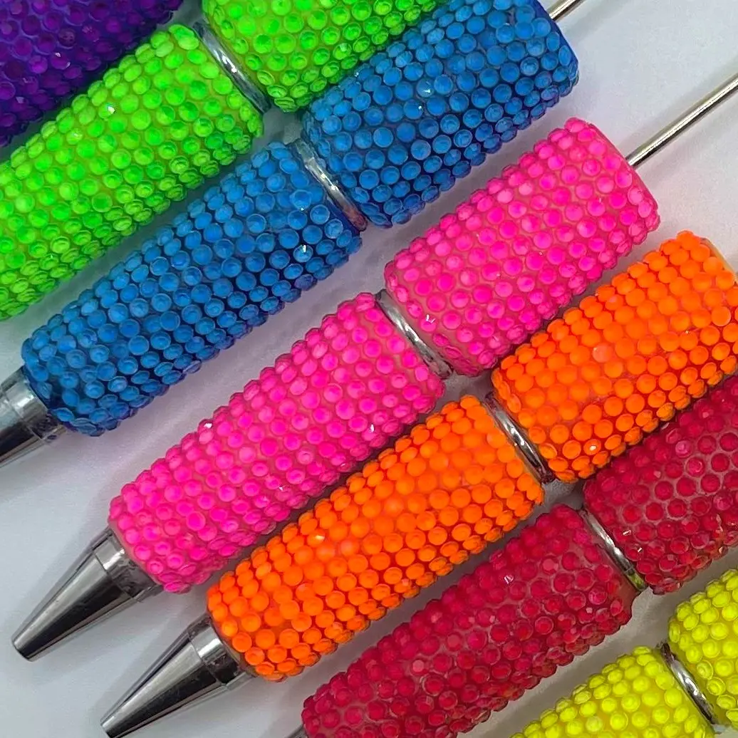 DIY Beading Bling Retractable Pens - Vibrant Colors, Durable Design, 1.0 mm Medium Black Ink, Jewelry Making Craft Supplies for Teachers, DIY Art Gifts