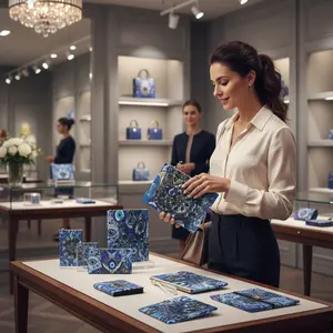 Evil Eye Pattern Clutch Bag, Wristlet Purse, Navy Blue Crossbody, Boho Chic Handbag, Gift for Her, Occult Accessories