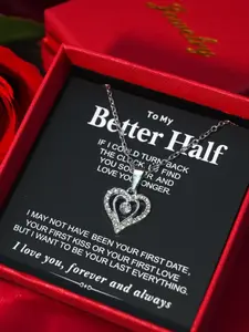 【Mother's Day Gift】Heart Shaped Pendant Necklace with Box, Rhinestone Decor Necklace, Fashionable Rhinestone Decorated for Women & Men, Fashion Jewelry for Party, Daily Decor, Trendy All-match & Exquisite Jewelry for Birthday Gift, Jewelry Gifts