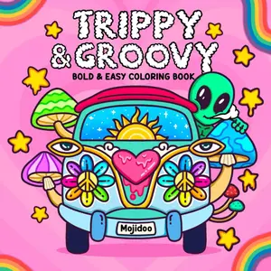 Trippy & Groovy: Psychedelic Coloring Book for Adults & Women with 30 Mushrooms, Aliens, Magic Worlds & Optical Illusion Funny Designs, Stress Relief Relaxation (Stoner Moments Gift)
