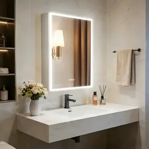 Bluetooth Led Lighted Bathroom Cabinet Mirrored Medicine Cabinet Surface Mount