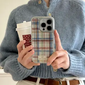 Plaid Pattern Phone Case, Cute Protective Cellphone Phone Cases for iPhone 11 12 13 14 15 Pro Max, Phone Accessories, Smartphone Cover