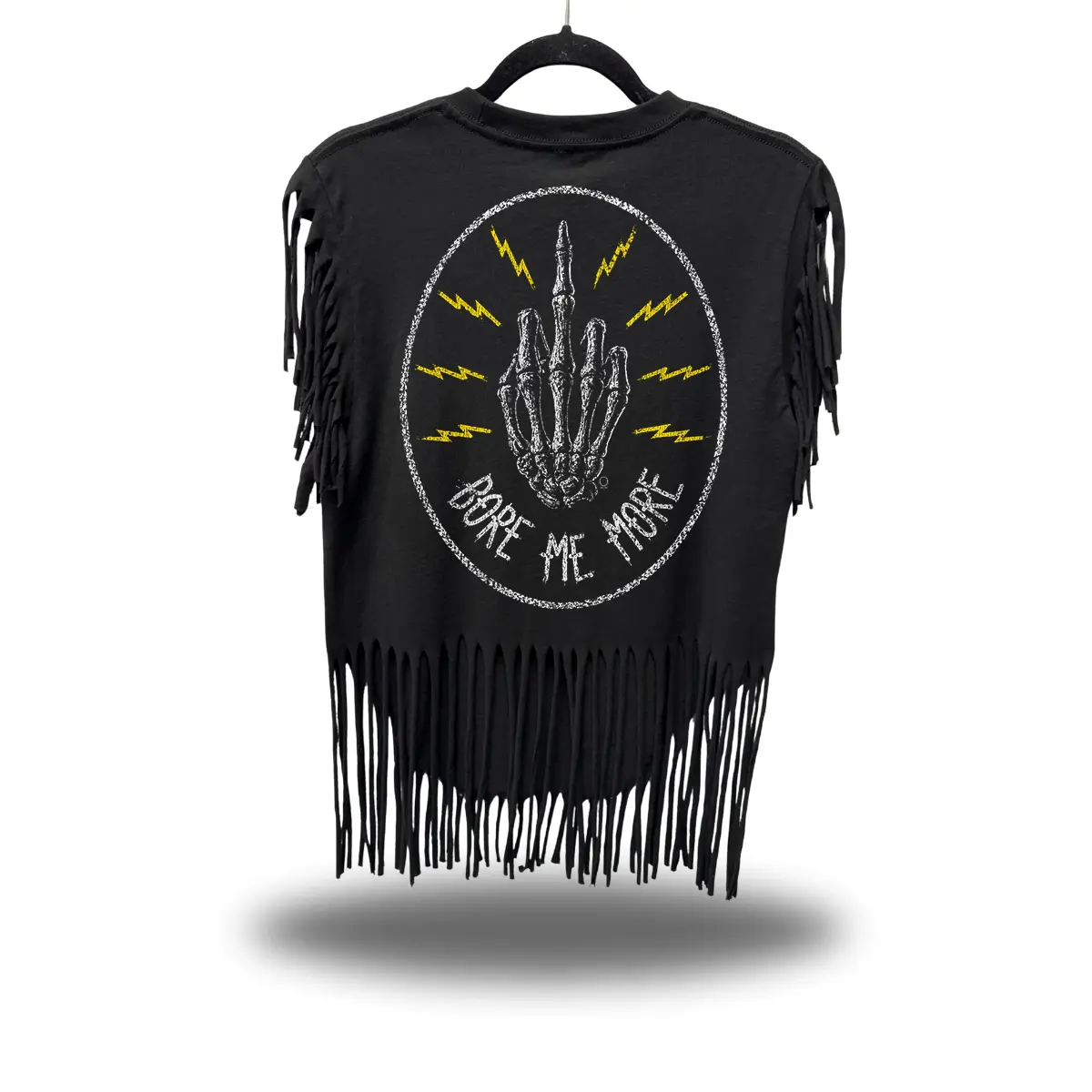 BORE ME WESTERN FRINGE BLACK TEE