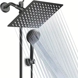 8 Inch Rain Shower Head with Handheld, High-pressure Shower Head Combo and 5 Settings Handheld Showerhead, Powerful Low-pressure Water Shower Spray