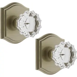 Glass Dummy Door Knob, Bifold Closet Dummy Door Handles Non-Turning Single Side, Antique Bronze/Brass, 2 Pack