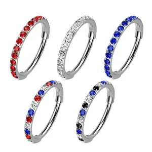 Titanium 4th of July Micro Gem Hinged Nose Hoops | 20g