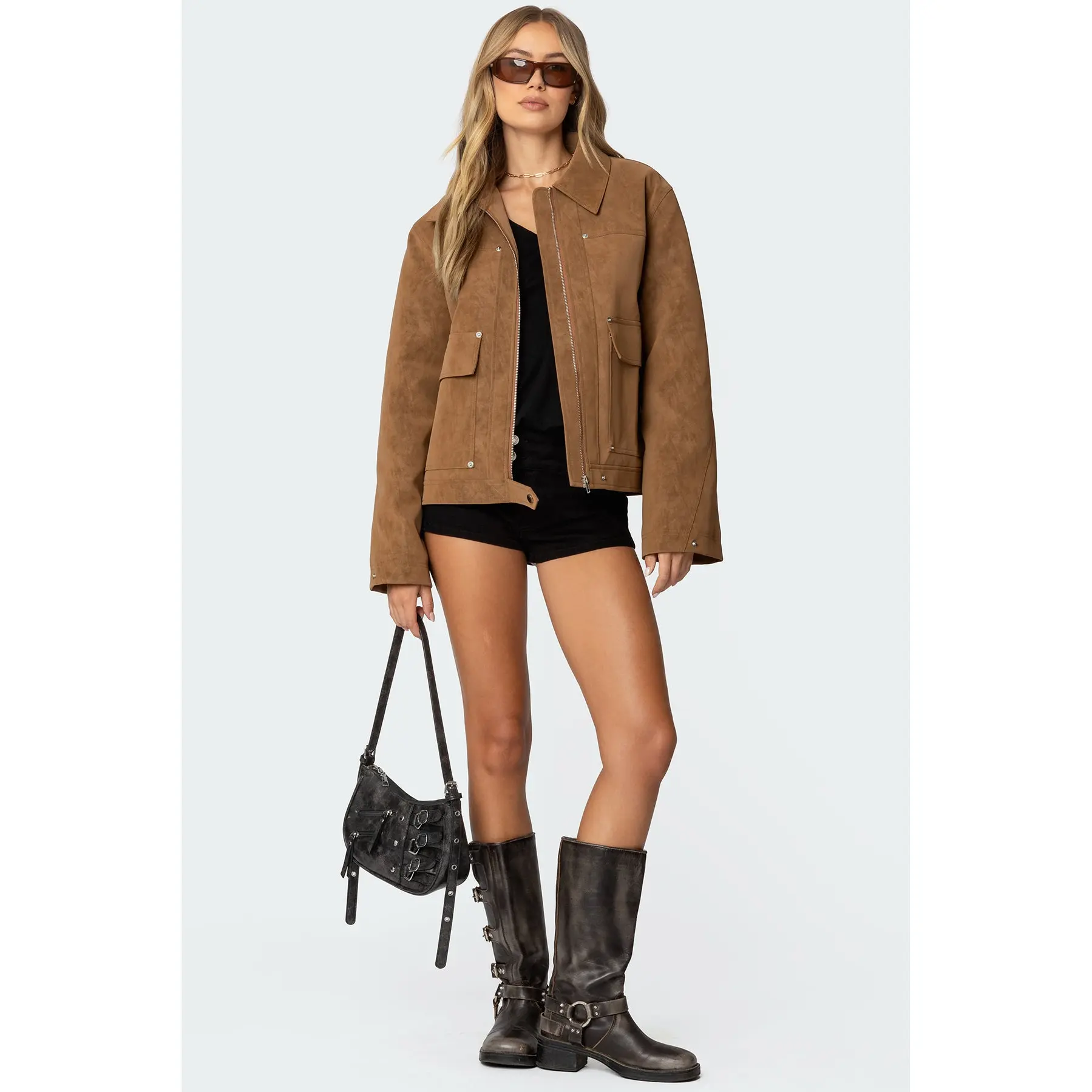 Annabelle Oversized Faux Suede Jacket - TikTok Shop
