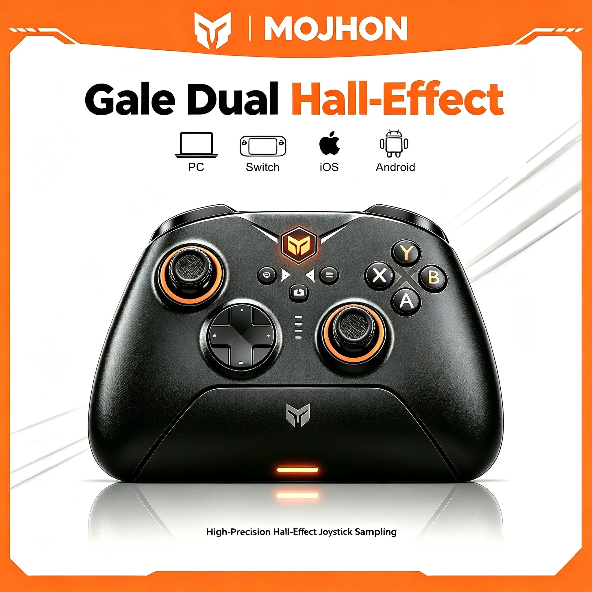 Gale Combo Hall Effect Gaming Controller, Hall Joysticks, 1000Hz Wired & 2.4G Wireless, 4 Extra Buttons, 6-Axis Motion Control, 50-Step Macro, Charging Dock, PC App, Multi-Platform Controller for PC Switch iOS Android Console