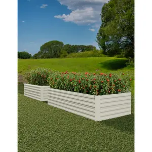 Garvee 8x4x2 Ft Galvanized Metal Raised Garden Bed, 24-Inch Tall Outdoor Planter Box for Vegetables, Herbs, and Flowers, Heavy-Duty and Rust-Resistant Garden Bed in Beige for Backyard Gardening