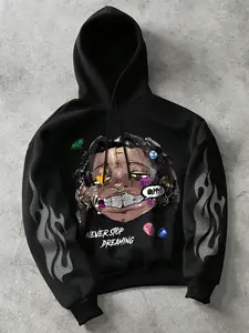 Men's Hooded Sweatshirt, Anime Character Graphic Print Design, Fall & Winter Fashion, Streetwear Style, Comfortable Fitted Long Sleeve