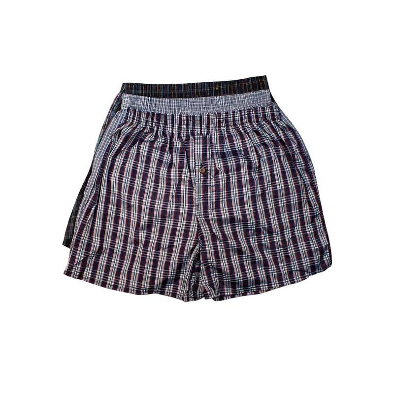 3 Pack Men's Cotton Blend Boxer Shorts Random Mixed Color Woven Relaxed Fit Boxers Breathable Underwear Button Fly Pouch Elastic Waist Menswear